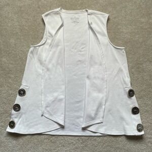 Neon Buddha Ribbed White Vest Side Buttons Womens XL